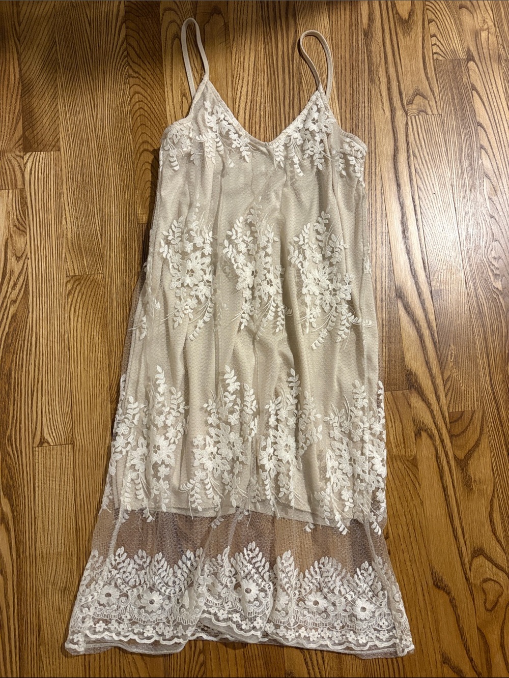 Charlotte Russe Lace Overlay Slip Dress - Cream